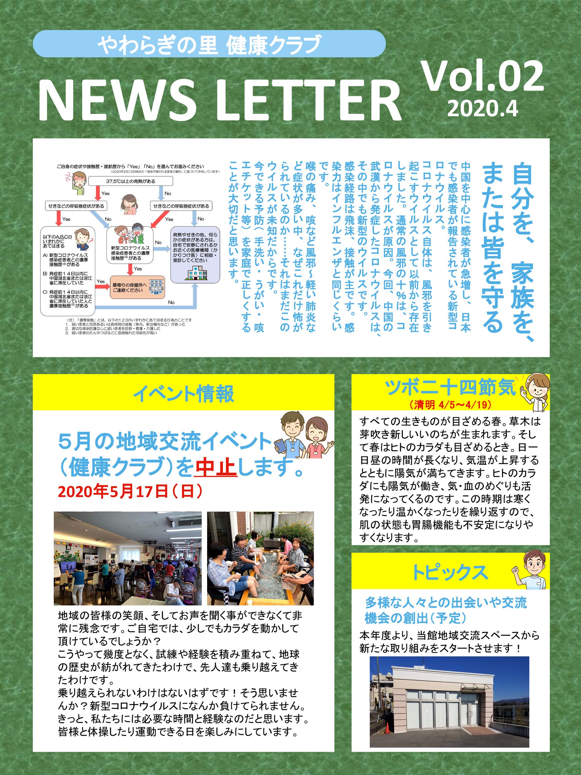 やわらぎの里　健康クラブ　2020年4月号　2ページ目